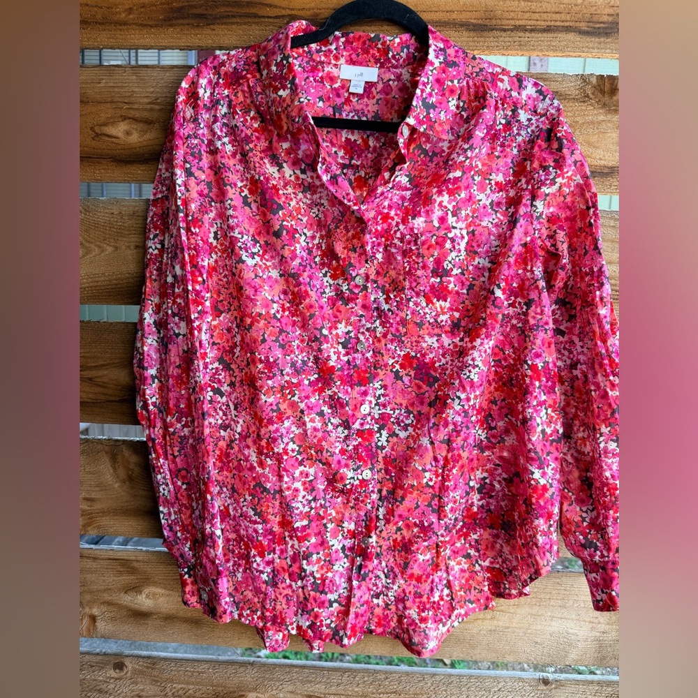 J.‎ Jill Vibrant Floral Blouse - Pink and Red - Picture 2 of 7